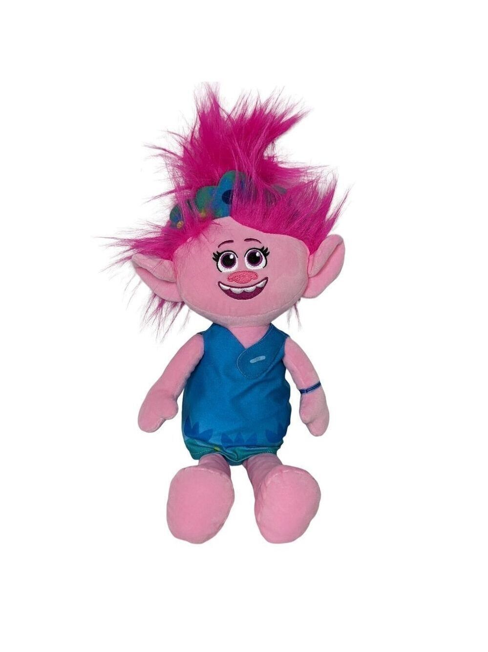 Trolls Dreamworks Poppy Plush Pink Blue Dress 15 Inch